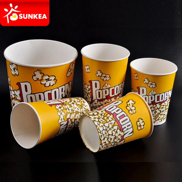 Sunkea Customizable Support Wholesale Food Grade Kraft 130oz 80oz Chicken Kfc Paper Bucket Custom Brand Printed Paper Popcorn Fried Chicken Bucket